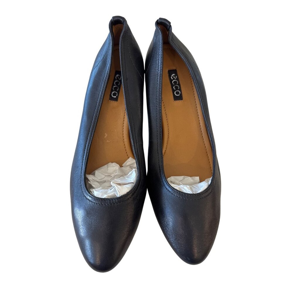 Ecco Leather Womens Low Heel Black Pumps Size 36 Elegant Dress Shoes